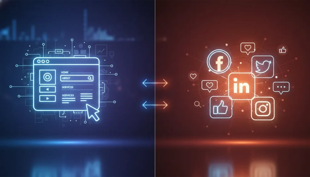 site vs redes sociais
