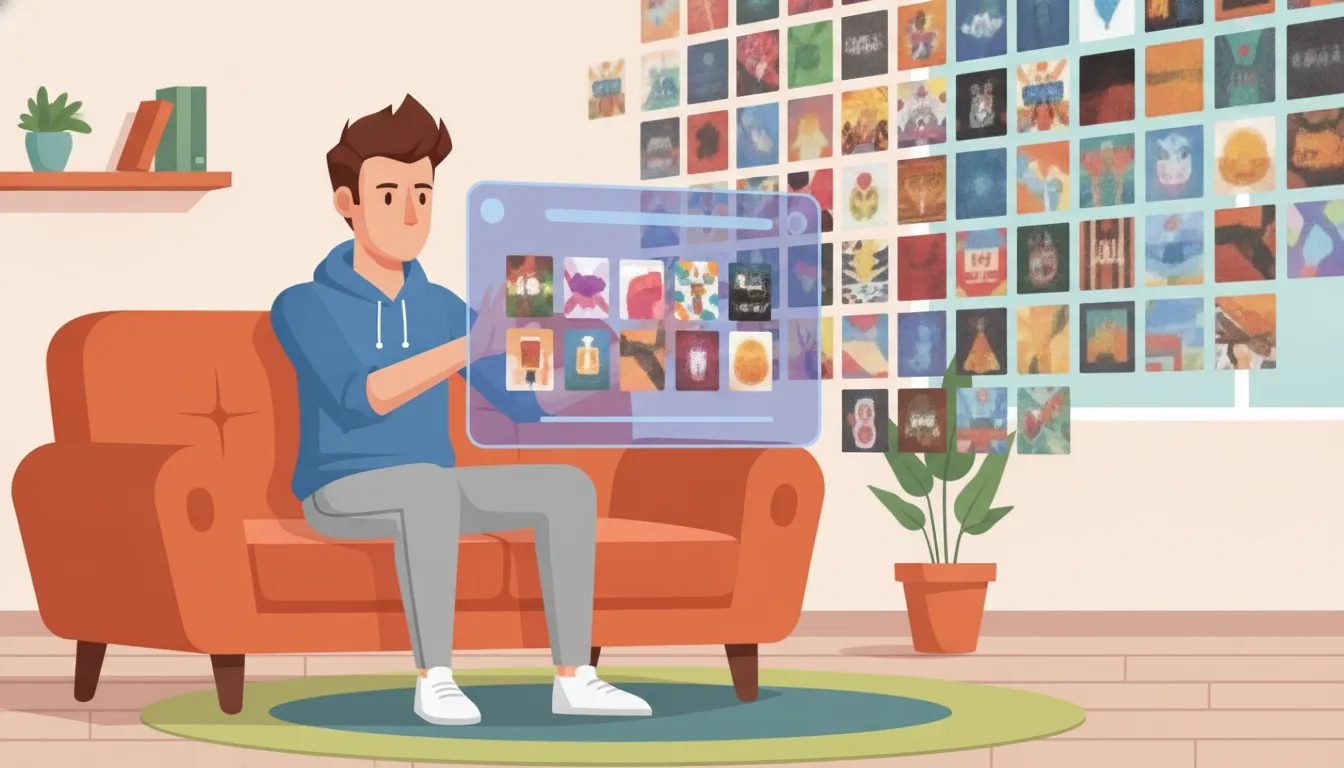 Uma ilustração em vetor com estilo flat design mostrando um jogador sentado no sofá interagindo com 